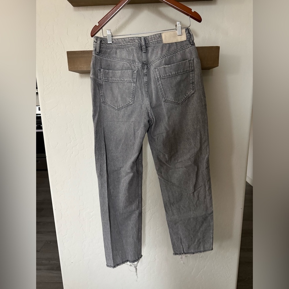 River Island|Gray high waisted,straight leg Jeans with raw hem•••size 12,staple - Picture 5 of 16